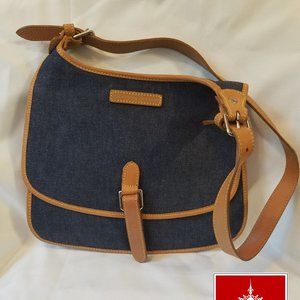 Vintage Dooney & Bourke Denim Saddle Bag w/Leather Trim